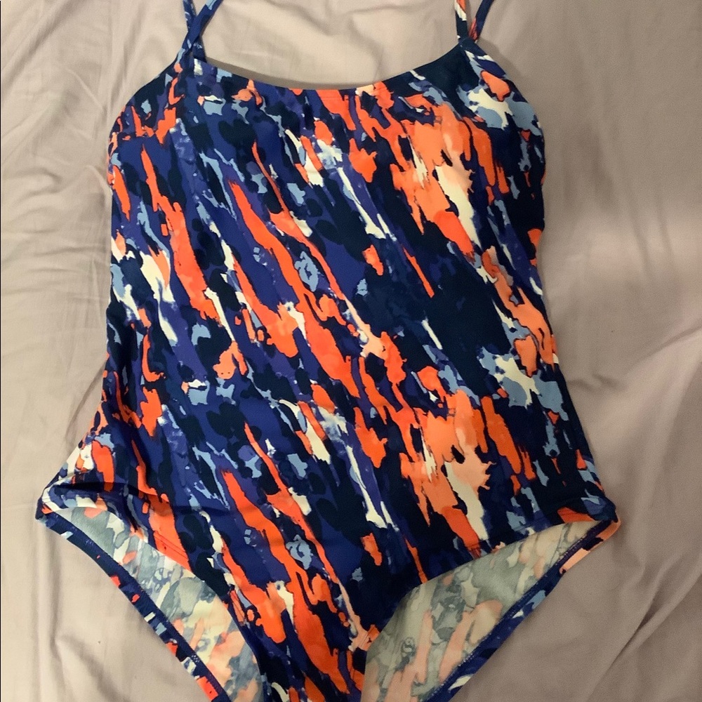 Blue and Pink One Piece Swimsuit